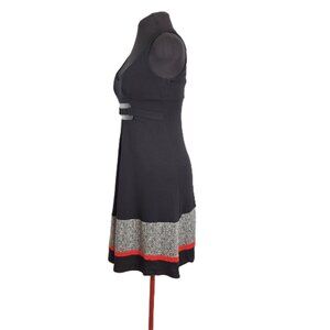 Vintage Morgan Bouffant Dress w Red & Grey Skirt Band, Size Medium